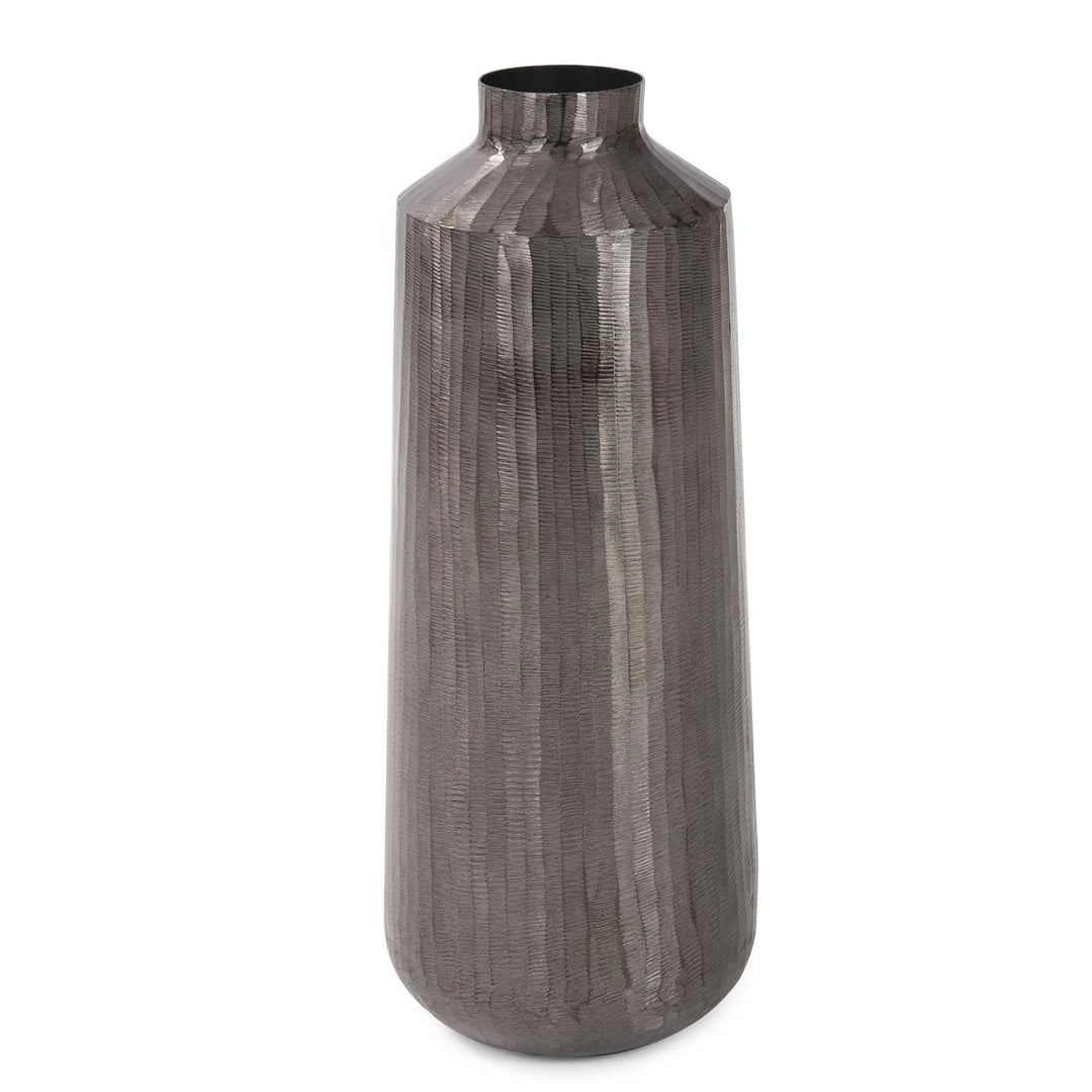 Howard Elliott Collection Carbon Gray Chiseled Aluminum Jar Decorative Accents Howard Elliott Collection   