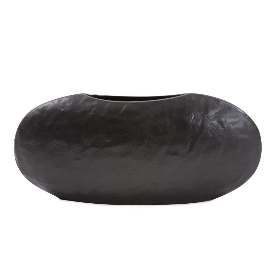 Howard Elliott Collection Hammered Organic Ebony Aluminum Canoe Vase, Large Vases Howard Elliott Collection   