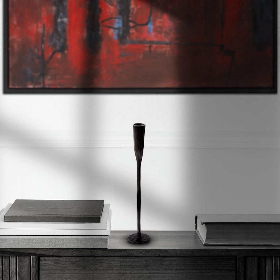 Howard Elliott Collection Asher Sculpted Cast Aluminum Candlestick in Ebony, Tall Decorative Accents Howard Elliott Collection   