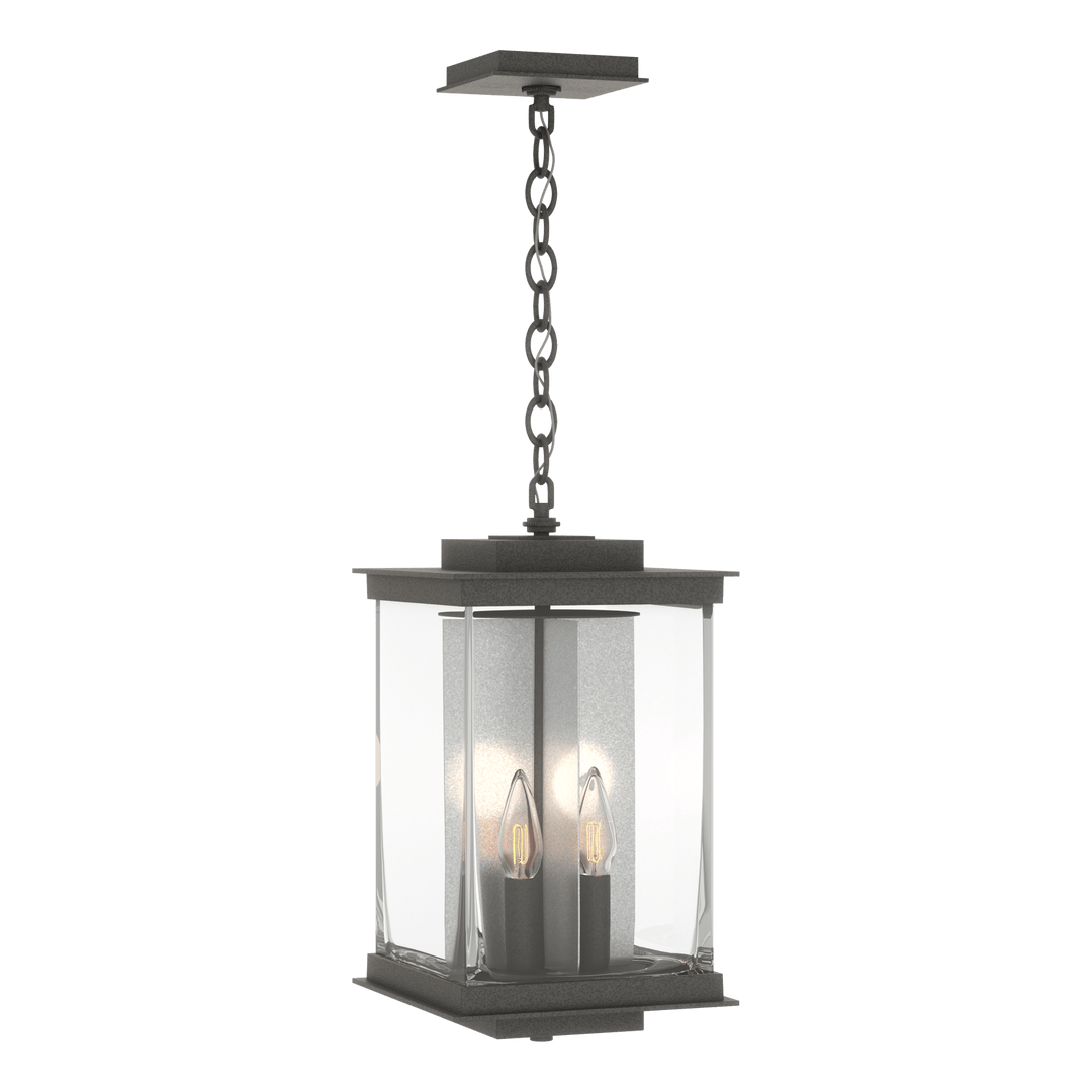 Hubbardton Forge Kingston Outdoor Large Lantern Outdoor Wall Lights Hubbardton Forge Coastal Natural Iron Clear Glass (ZM) Translucent Vintage Platinum