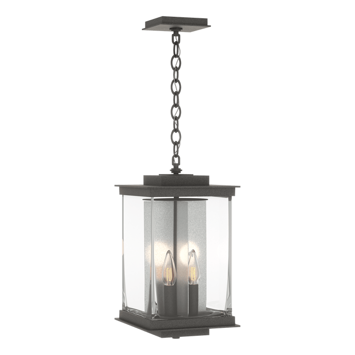 Hubbardton Forge Kingston Outdoor Large Lantern Outdoor Wall Lights Hubbardton Forge Coastal Natural Iron Clear Glass (ZM) Translucent Vintage Platinum