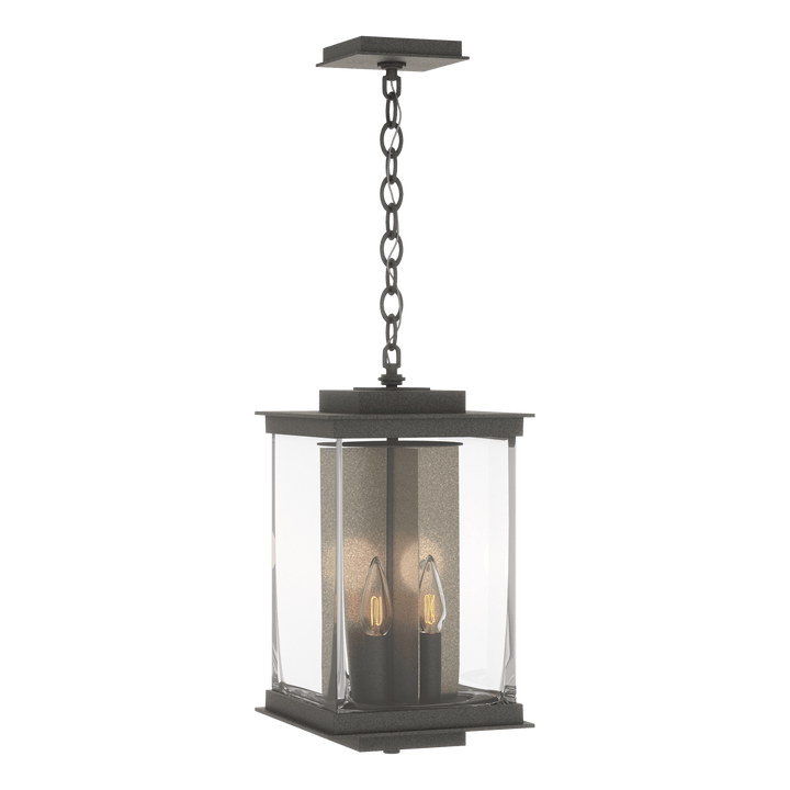 Hubbardton Forge Kingston Outdoor Large Lantern Outdoor Wall Lights Hubbardton Forge Coastal Natural Iron Clear Glass (ZM) Translucent Soft Gold