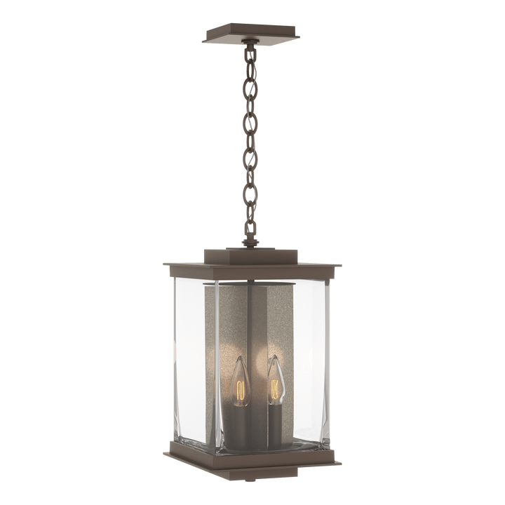 Hubbardton Forge Kingston Outdoor Large Lantern Outdoor Wall Lights Hubbardton Forge Coastal Bronze Clear Glass (ZM) Translucent Soft Gold