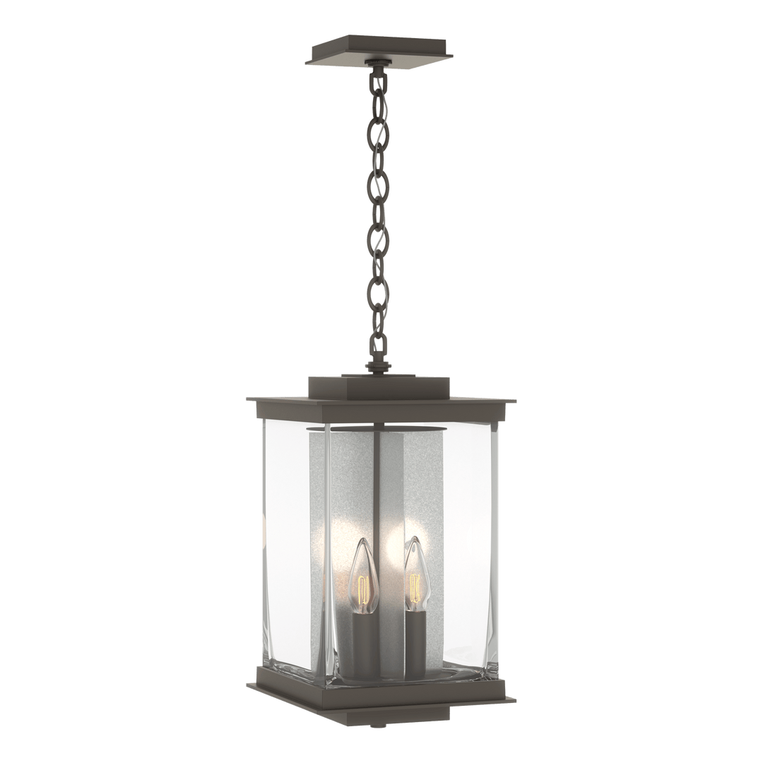 Hubbardton Forge Kingston Outdoor Large Lantern Outdoor Wall Lights Hubbardton Forge Coastal Dark Smoke Clear Glass (ZM) Translucent Vintage Platinum