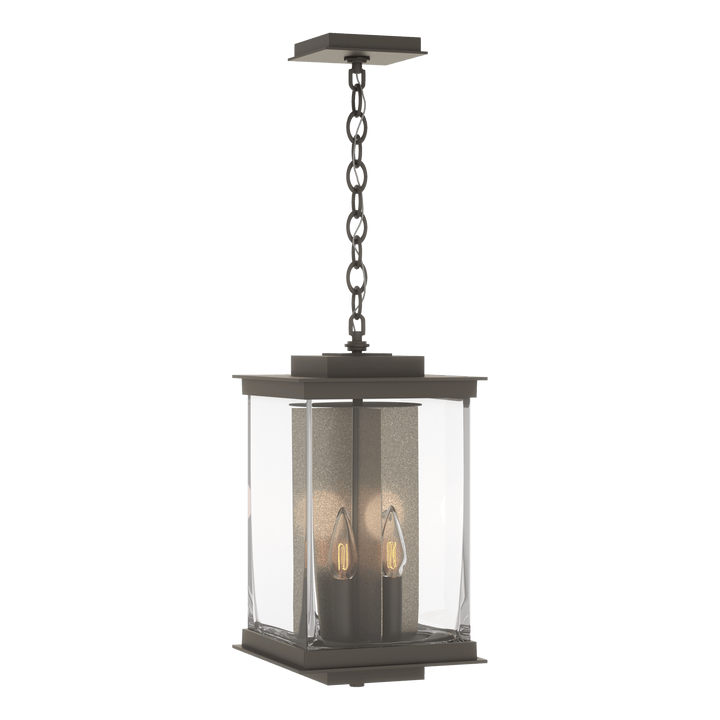 Hubbardton Forge Kingston Outdoor Large Lantern Outdoor Wall Lights Hubbardton Forge Coastal Dark Smoke Clear Glass (ZM) Translucent Soft Gold