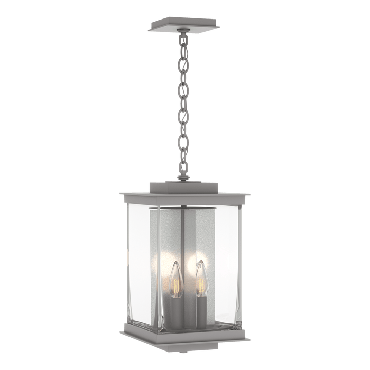 Hubbardton Forge Kingston Outdoor Large Lantern Outdoor Wall Lights Hubbardton Forge Coastal Burnished Steel Clear Glass (ZM) Translucent Vintage Platinum