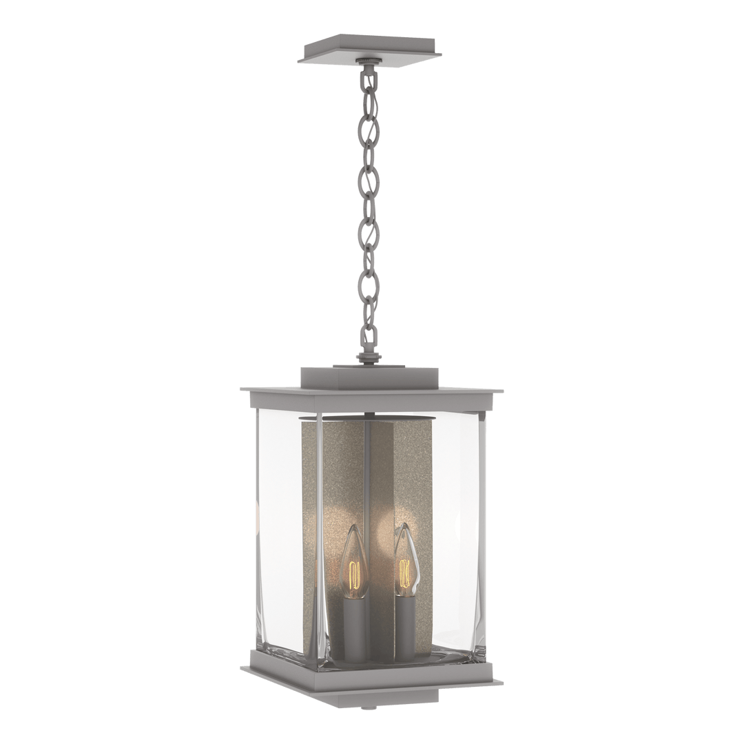 Hubbardton Forge Kingston Outdoor Large Lantern Outdoor Wall Lights Hubbardton Forge Coastal Burnished Steel Clear Glass (ZM) Translucent Soft Gold