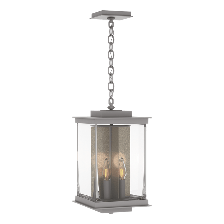 Hubbardton Forge Kingston Outdoor Large Lantern Outdoor Wall Lights Hubbardton Forge Coastal Burnished Steel Clear Glass (ZM) Translucent Soft Gold