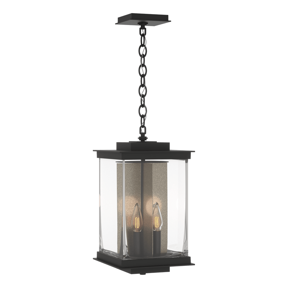 Hubbardton Forge Kingston Outdoor Large Lantern Outdoor Wall Lights Hubbardton Forge Coastal Black Clear Glass (ZM) Translucent Soft Gold