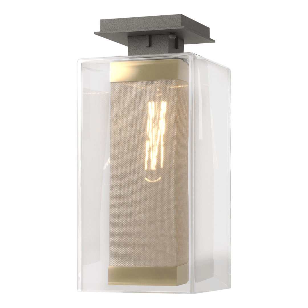 Hubbardton Forge Polaris Outdoor Semi-flush Outdoor Wall Lights Hubbardton Forge Coastal Natural Iron Clear Glass (ZM) Coastal Gold