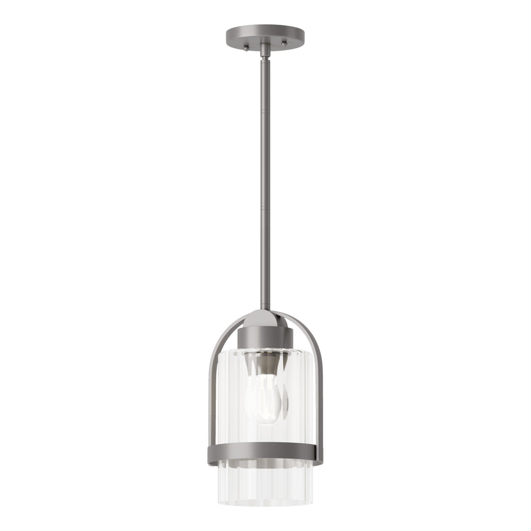 Hubbardton Forge Alcove Outdoor Pendant Outdoor Hanging Lights Hubbardton Forge Coastal Burnished Steel Clear Glass (ZM) 