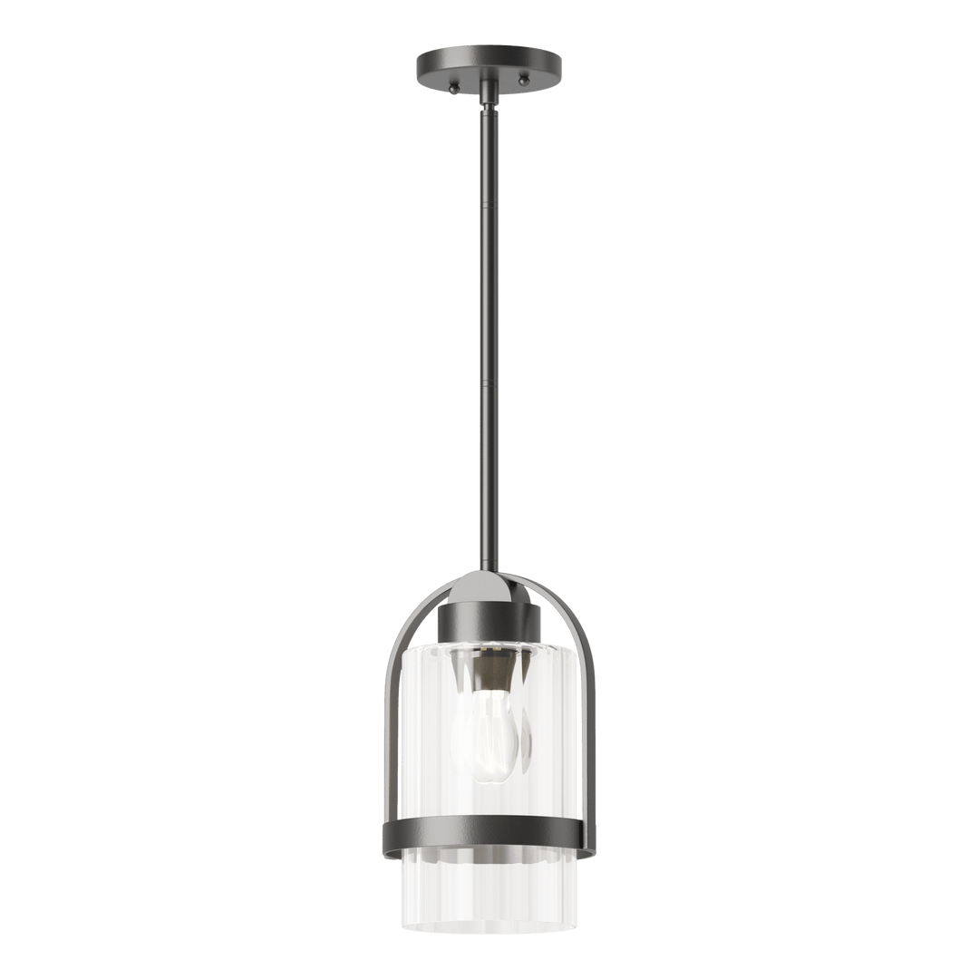 Hubbardton Forge Alcove Outdoor Pendant Outdoor Hanging Lights Hubbardton Forge Coastal Black Clear Glass (ZM) 