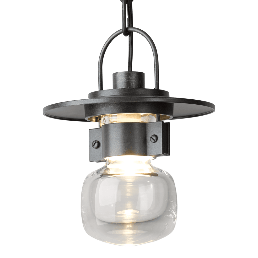 Hubbardton Forge Mason Small Outdoor Ceiling Fixture Outdoor Wall Lights Hubbardton Forge Coastal Burnished Steel Clear Glass (ZM) 