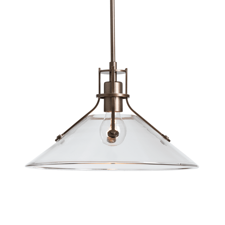 Hubbardton Forge Henry Outdoor Pendant with Glass Medium Outdoor Hanging Lights Hubbardton Forge Coastal Bronze Clear Glass (ZM) 