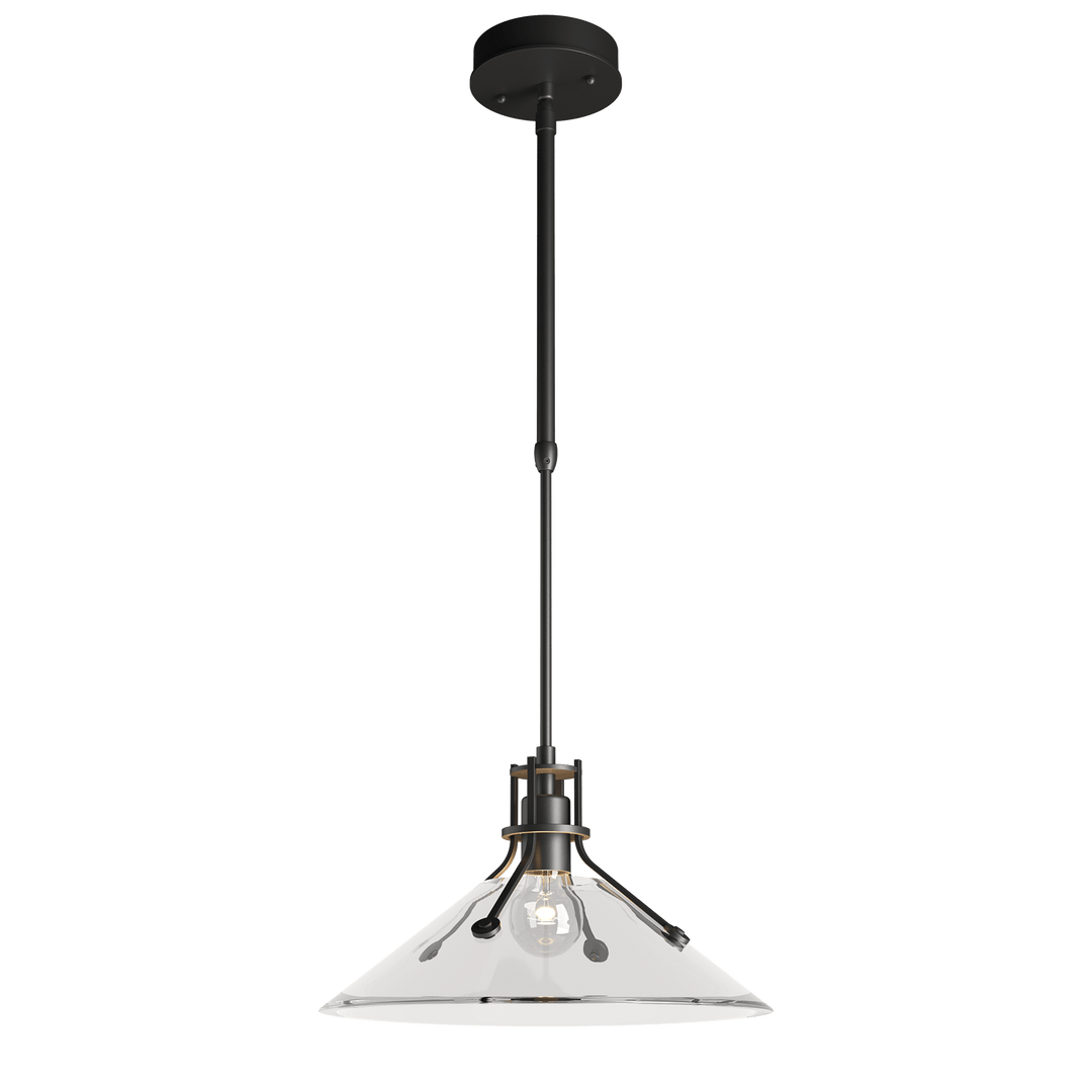 Hubbardton Forge Henry Outdoor Pendant with Glass Medium Outdoor Hanging Lights Hubbardton Forge Coastal Black Clear Glass (ZM) 