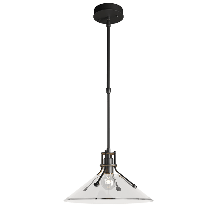 Hubbardton Forge Henry Outdoor Pendant with Glass Medium Outdoor Hanging Lights Hubbardton Forge Coastal Black Clear Glass (ZM) 