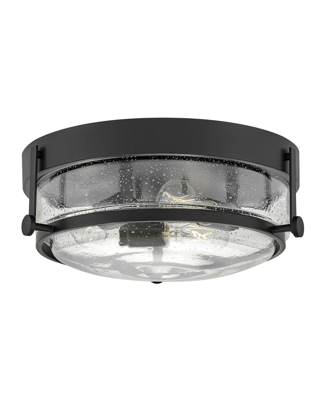 Hinkley Harper Flush Mount Ceiling Flush Mounts Hinkley Black with Clear Seedy glass 15.75x15.75x6.25 