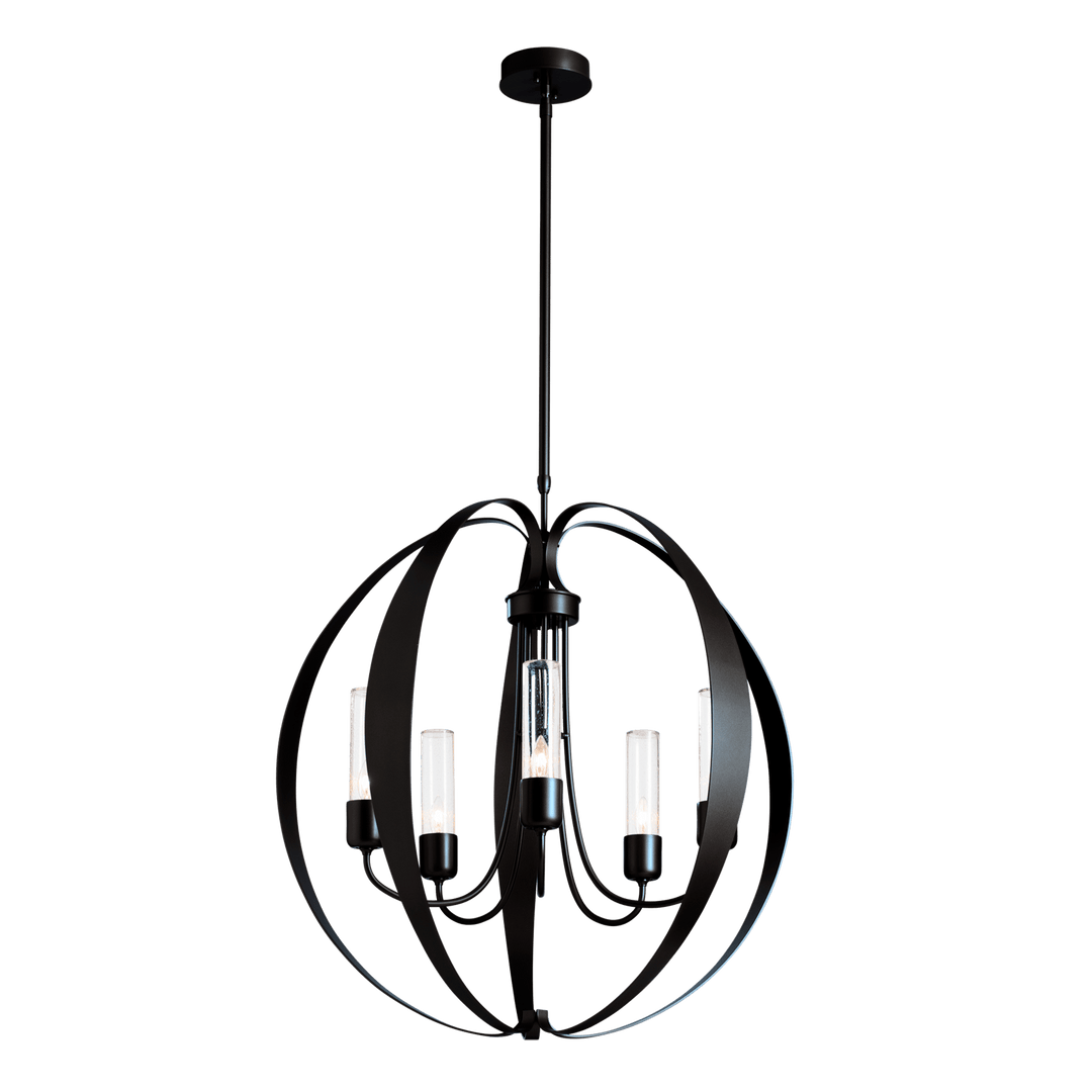 Hubbardton Forge Pomme Outdoor Pendant Outdoor Hanging Lights Hubbardton Forge Coastal Black Seeded Clear Glass (II) 