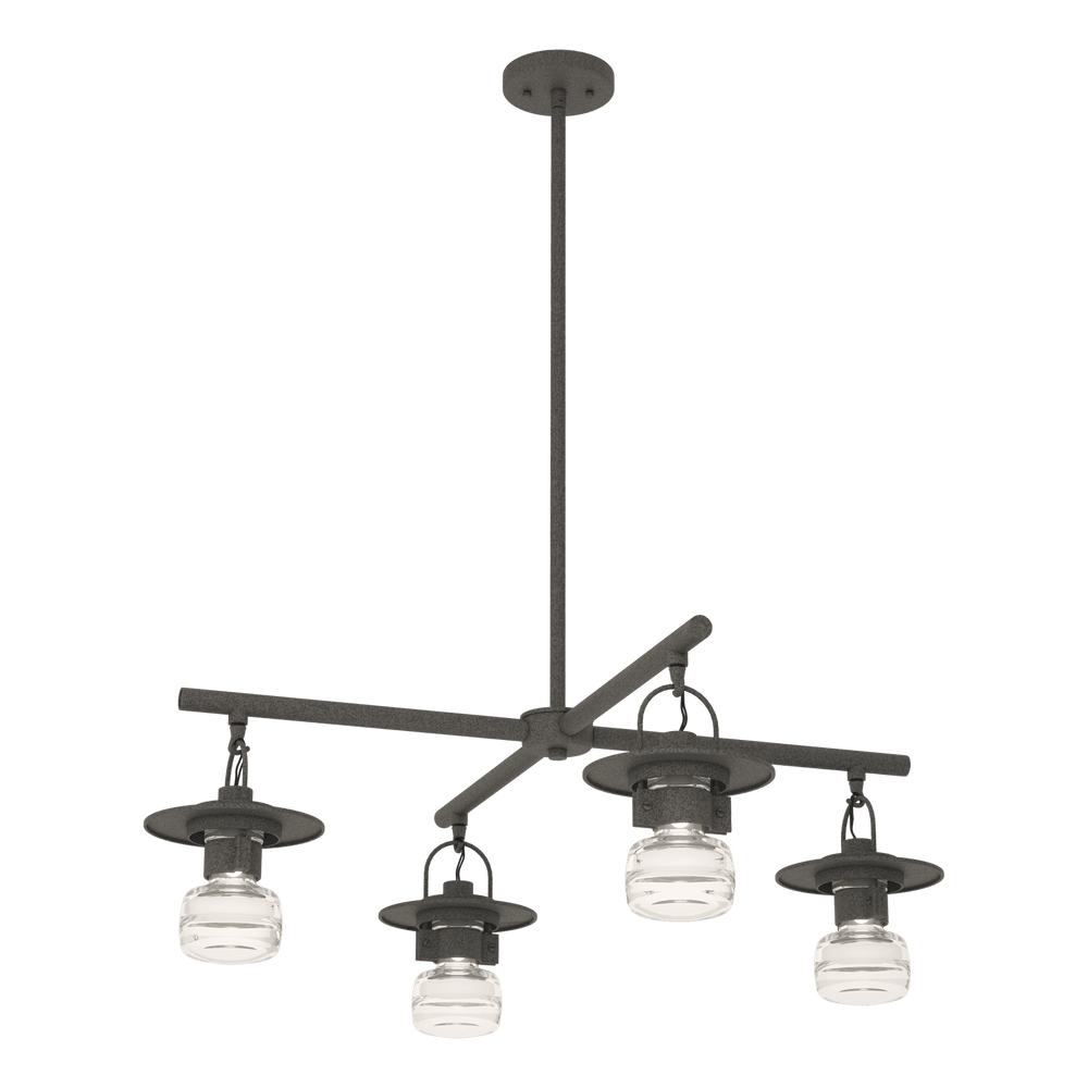 Hubbardton Forge Mason Outdoor 4-Light Pendant Outdoor Hanging Lights Hubbardton Forge Coastal Natural Iron Clear Glass (ZM) 