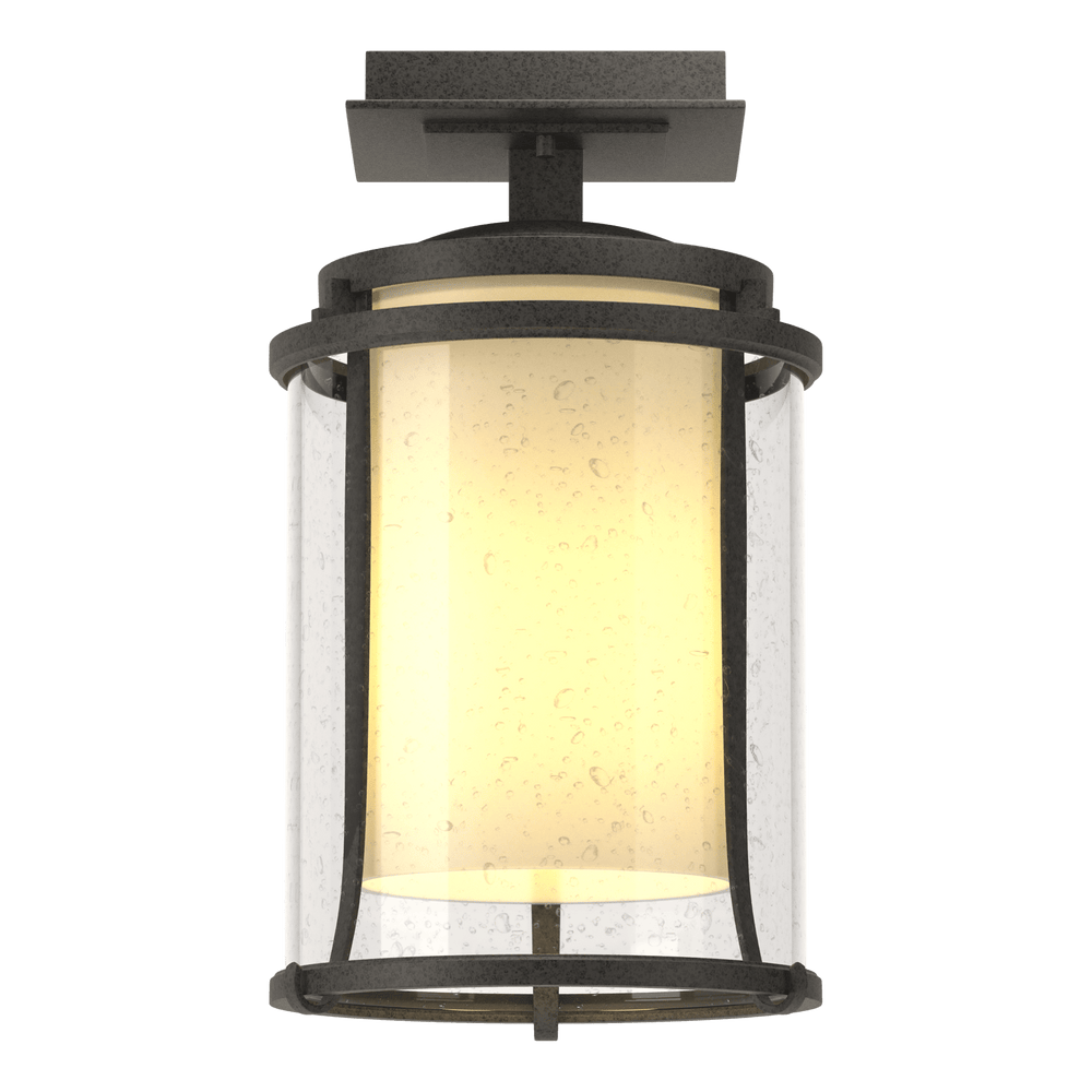 Hubbardton Forge Meridian Outdoor Semi-Flush Outdoor Wall Lights Hubbardton Forge Coastal Natural Iron Seeded Glass with Opal Diffuser (ZS) 