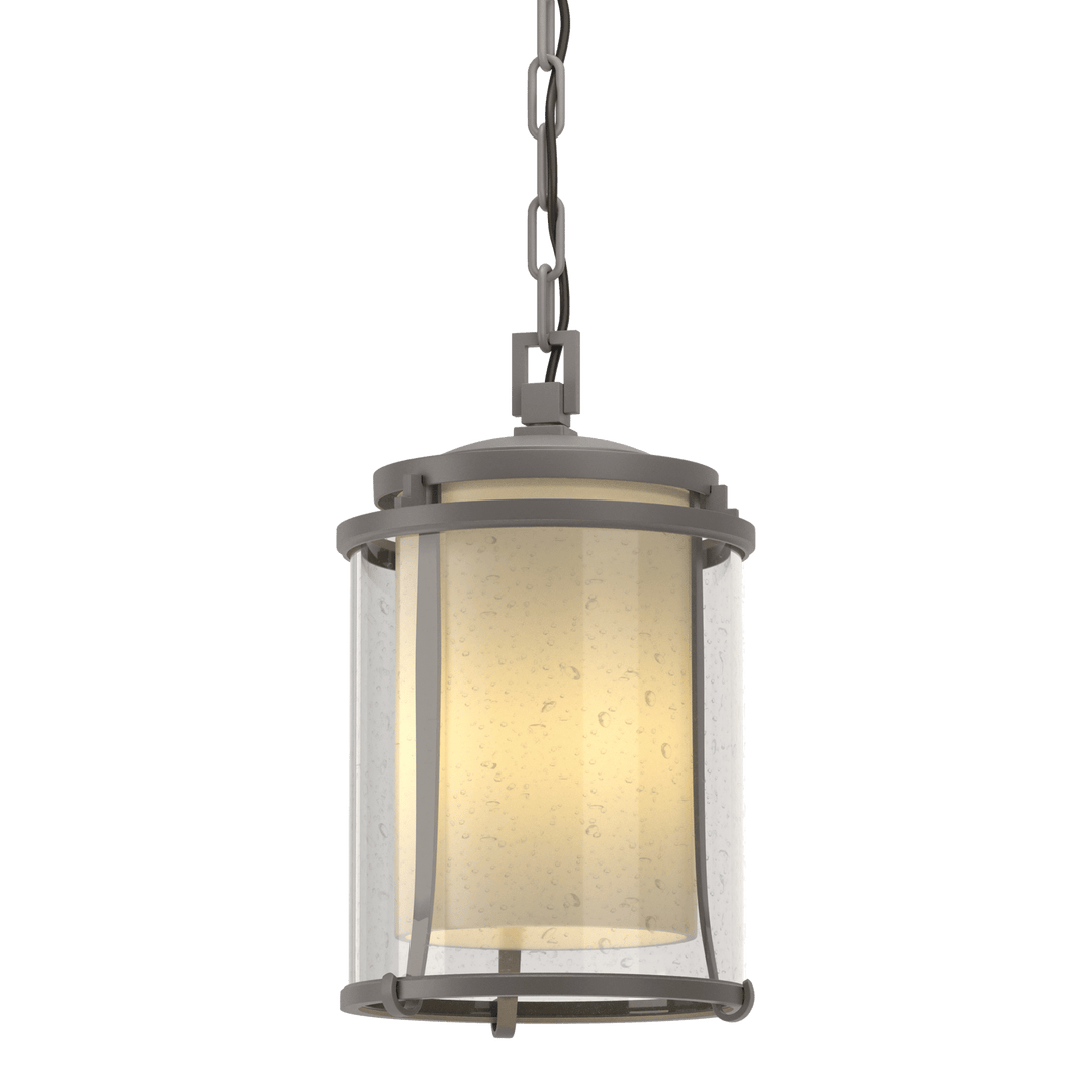 Hubbardton Forge Meridian Outdoor Ceiling Fixture Outdoor Wall Lights Hubbardton Forge Coastal Burnished Steel Seeded Glass with Opal Diffuser (ZS) 