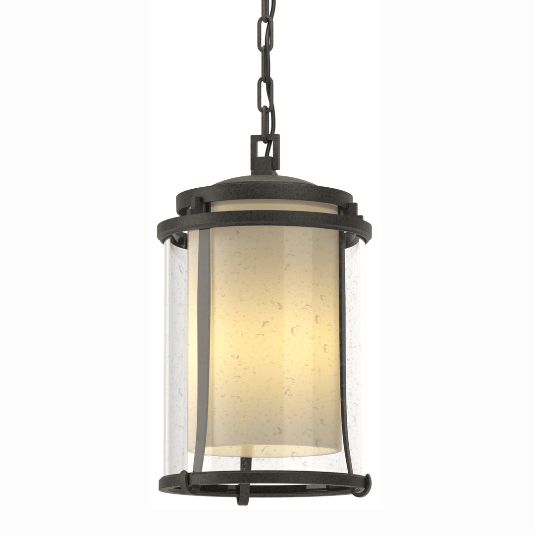 Hubbardton Forge Meridian Large Outdoor Ceiling Fixture Outdoor Wall Lights Hubbardton Forge Coastal Natural Iron Seeded Glass with Opal Diffuser (ZS) 