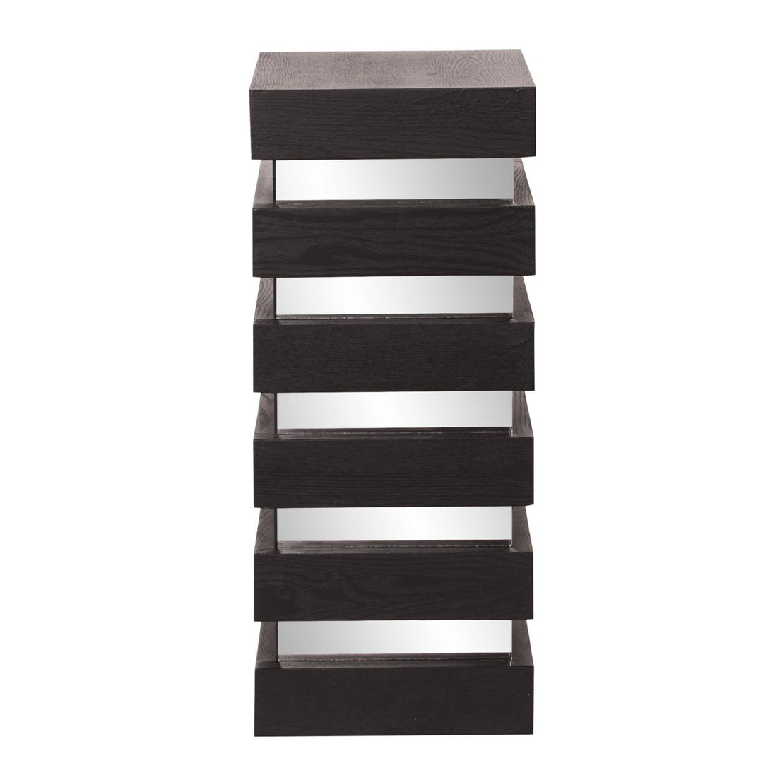 Howard Elliott Collection Stepped Black Wood Veneer Pedestal with Mirror - Medium Pedestals Howard Elliott Collection   