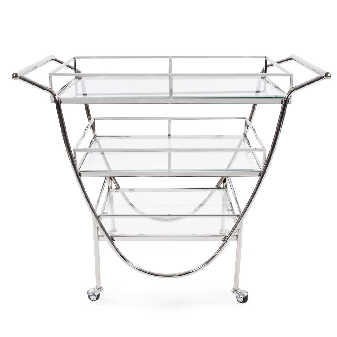 Howard Elliott Collection Stainless Steel Bar Cart on Castors Bar Furniture Howard Elliott Collection   