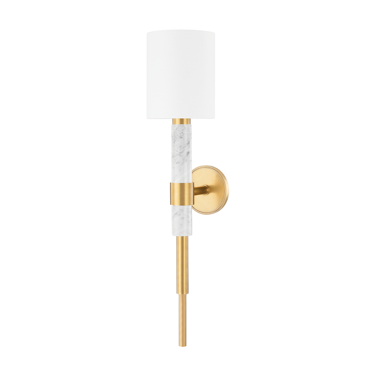 Corbett Lighting Solstice Wall Sconce Wall Sconce Corbett VINTAGE BRASS & WHITE MARBLE 6.5x30.25 