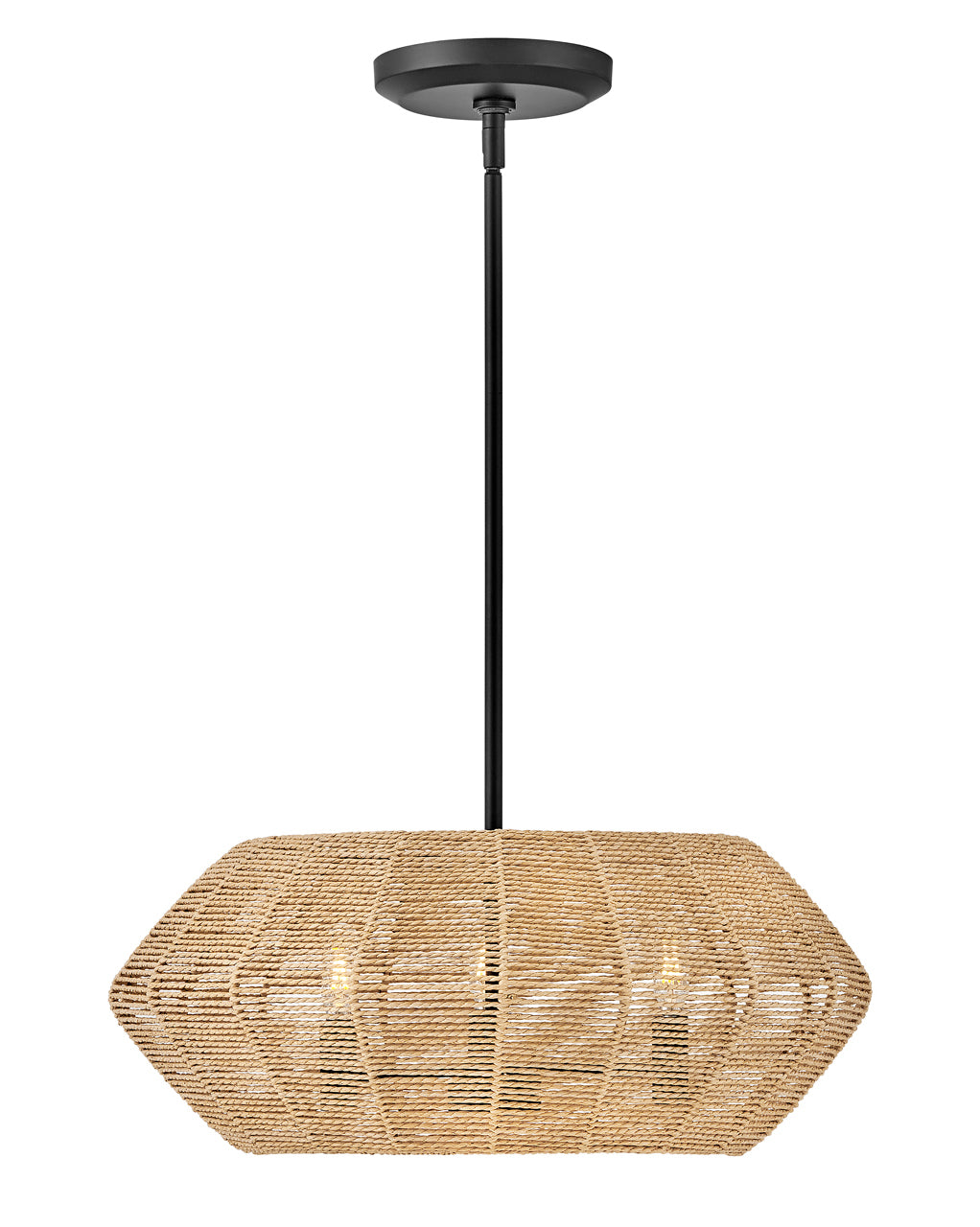 Hinkley Luca Chandelier Chandeliers Hinkley Black with Camel Rattan shade 21.25x21.25x8.5 