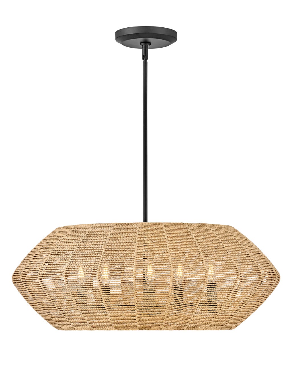 Hinkley Luca Chandelier Chandeliers Hinkley Black with Camel Rattan shade 28.0x28.0x11.0 