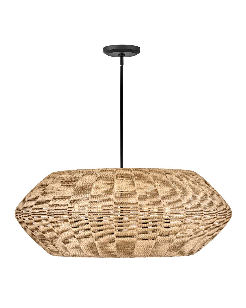 Hinkley Luca Chandelier Chandeliers Hinkley Black with Camel Rattan shade 38.0x38.0x14.5 