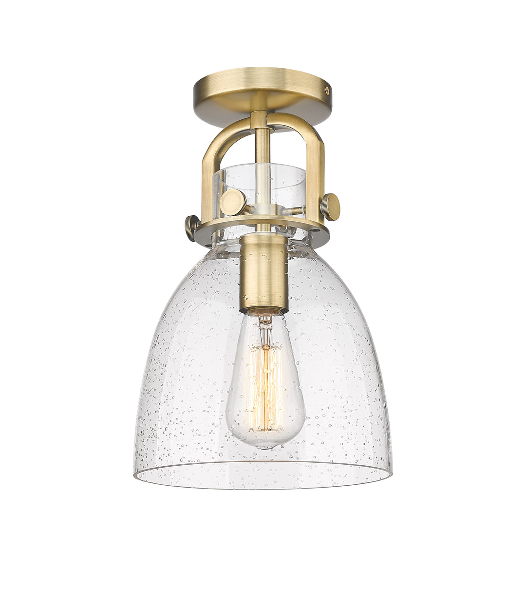 Innovations Lighting Newton Bell 8" Flush Mount - Brushed Brass Ceiling Flush Mounts Innovations Lighting   