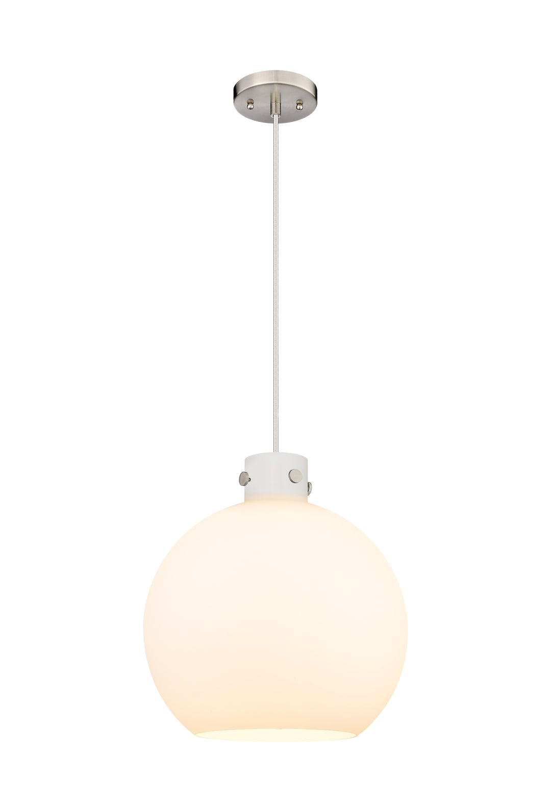 Innovations Lighting Newton Sphere 16" Pendant - Brushed Satin Nickel Pendants Innovations Lighting White ; Glass Type: Frosted  