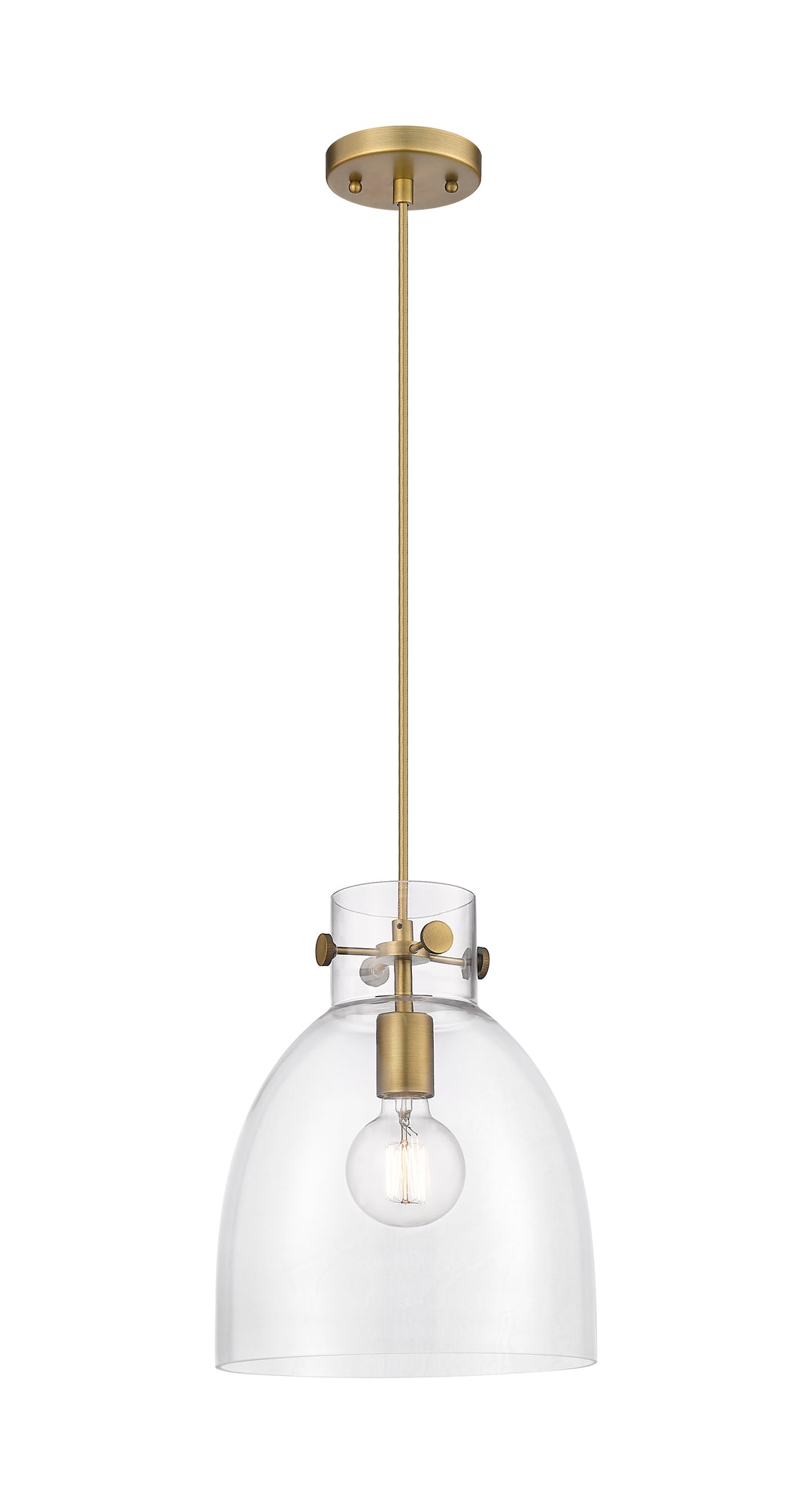 Innovations Lighting Newton Bell 10" Pendant - Brushed Brass Pendants Innovations Lighting Clear ; Glass Type: Clear  