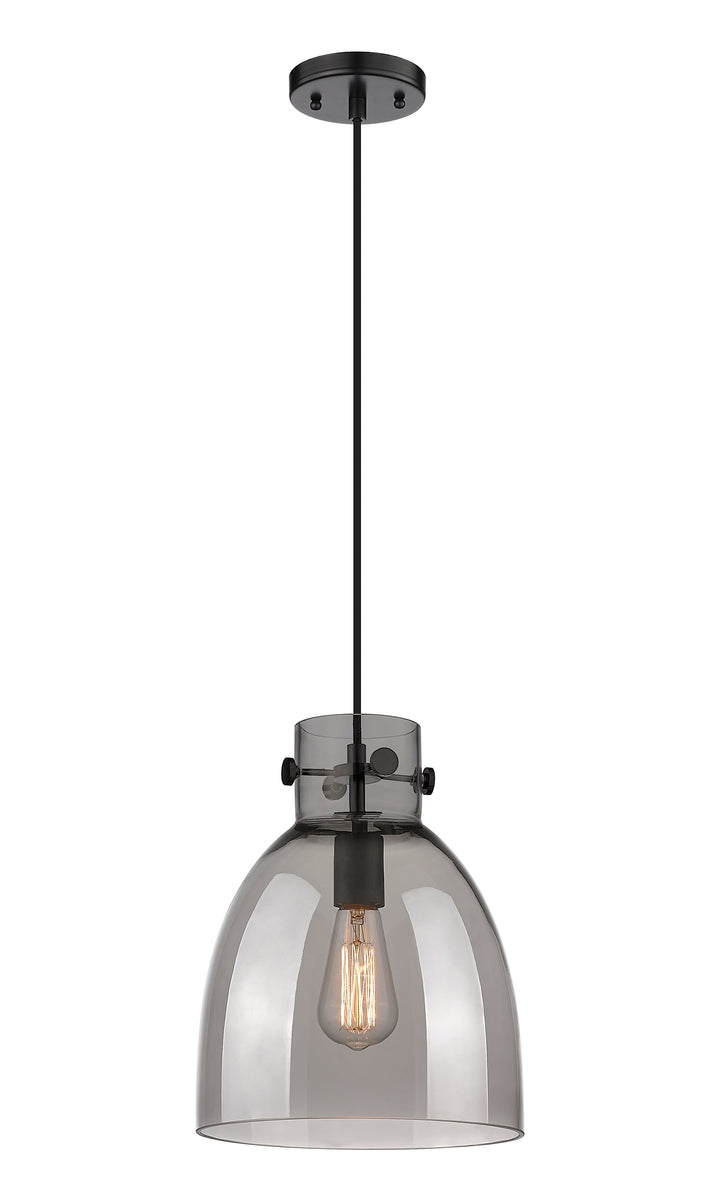 Innovations Lighting Newton Bell 10" Pendant - Matte Black Pendants Innovations Lighting Light Smoke ; Glass Type: Smoked  