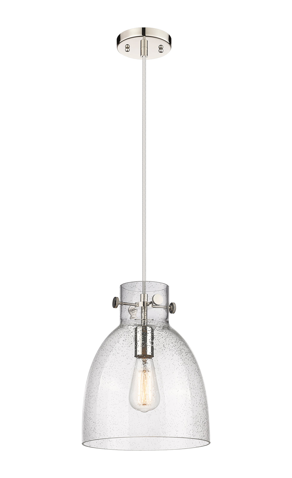 Innovations Lighting Newton Bell 10" Pendant - Polished Nickel Pendants Innovations Lighting Seedy ; Glass Type: Seeded  