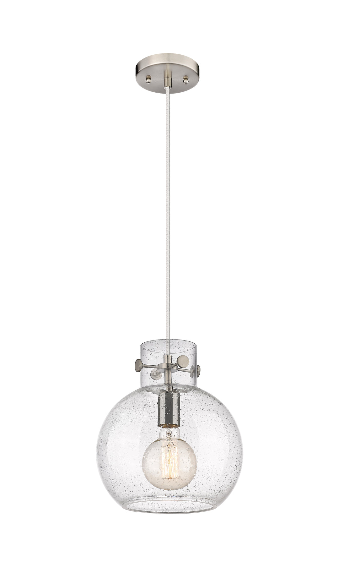 Innovations Lighting Newton Sphere 10" Mini Pendant - Brushed Satin Nickel Mini-Pendants Innovations Lighting Seedy ; Glass Type: Transparent  