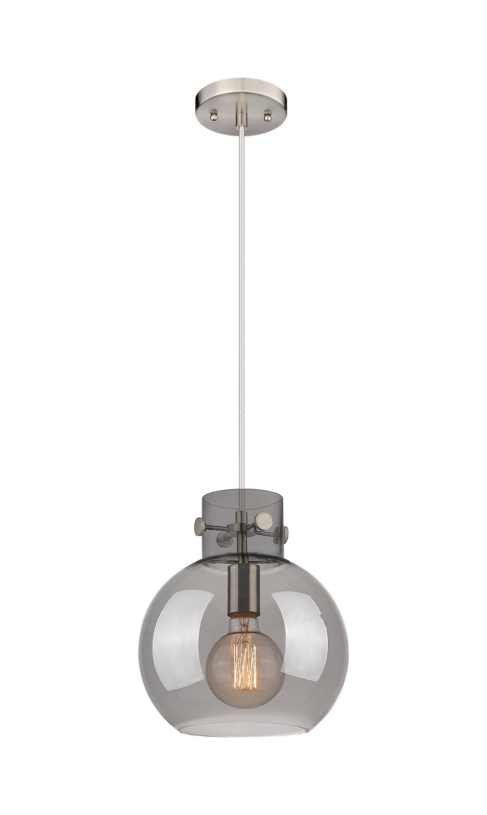 Innovations Lighting Newton Sphere 10" Mini Pendant - Brushed Satin Nickel Mini-Pendants Innovations Lighting Light Smoke ; Glass Type: Smoked  