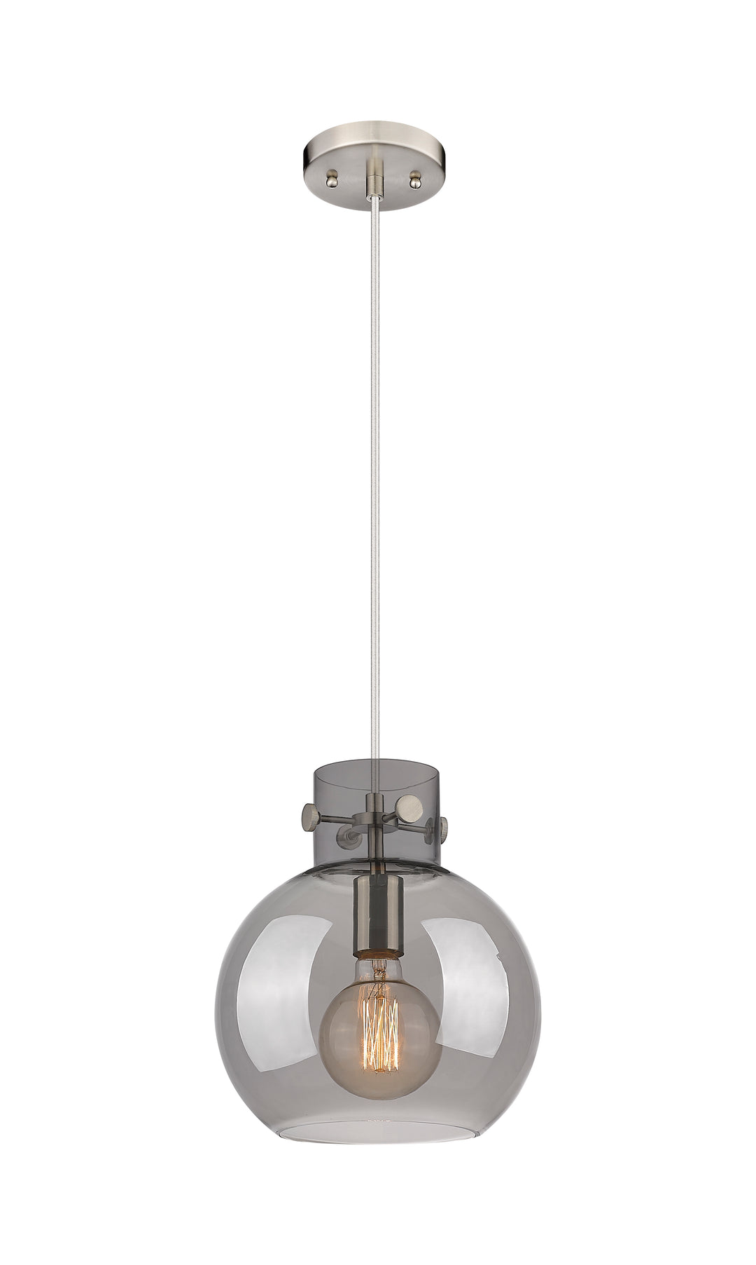 Innovations Lighting Newton Sphere 10" Mini Pendant - Brushed Satin Nickel Mini-Pendants Innovations Lighting Light Smoke ; Glass Type: Smoked  