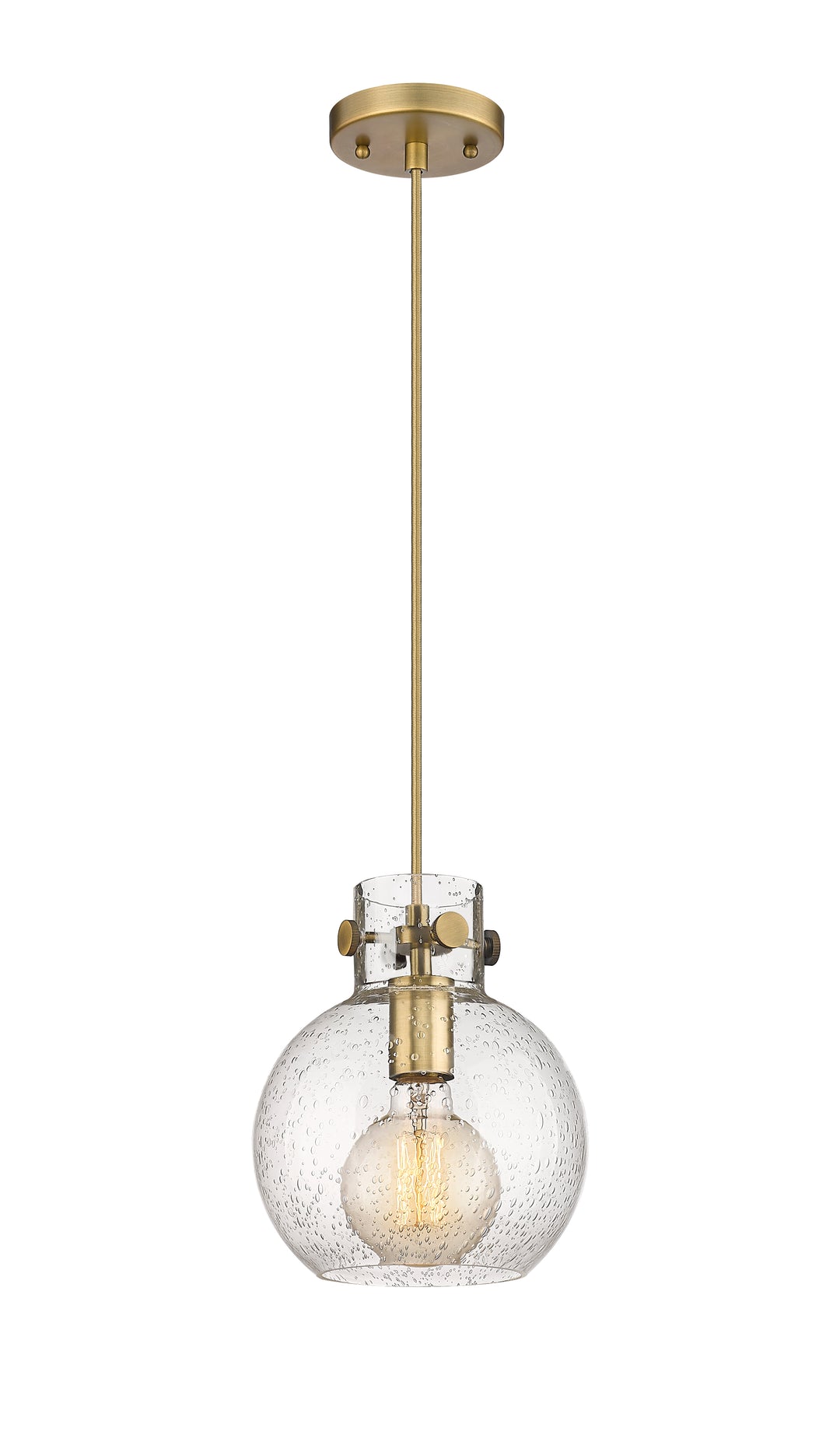 Innovations Lighting Newton Sphere 8" Mini Pendant - Brushed Brass Mini-Pendants Innovations Lighting Seedy ; Glass Type: Transparent  