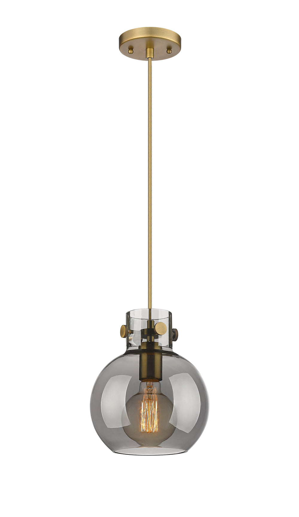 Innovations Lighting Newton Sphere 8" Mini Pendant - Brushed Brass Mini-Pendants Innovations Lighting Light Smoke ; Glass Type: Transparent  