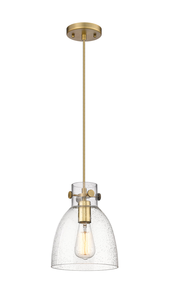 Innovations Lighting Newton Bell 8" Pendant - Brushed Brass Pendants Innovations Lighting Seedy ; Glass Type: Seeded  