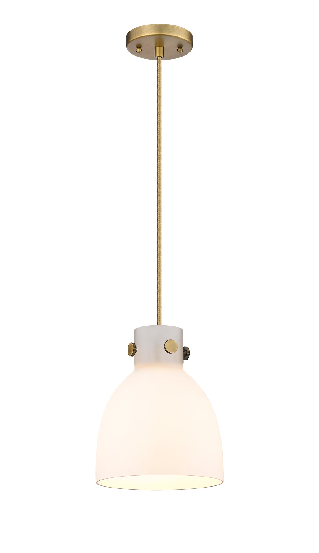 Innovations Lighting Newton Bell 8" Pendant - Brushed Brass Pendants Innovations Lighting White ; Glass Type: Frosted  