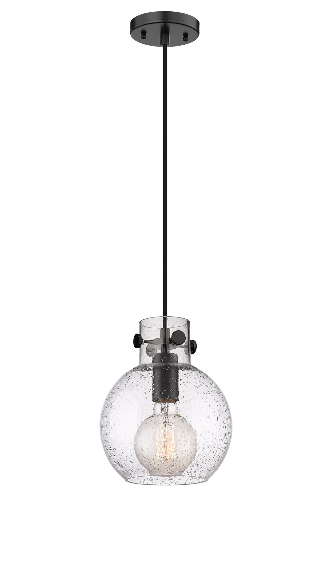 Innovations Lighting Newton Sphere 8" Mini Pendant - Matte Black Mini-Pendants Innovations Lighting Seedy ; Glass Type: Transparent  