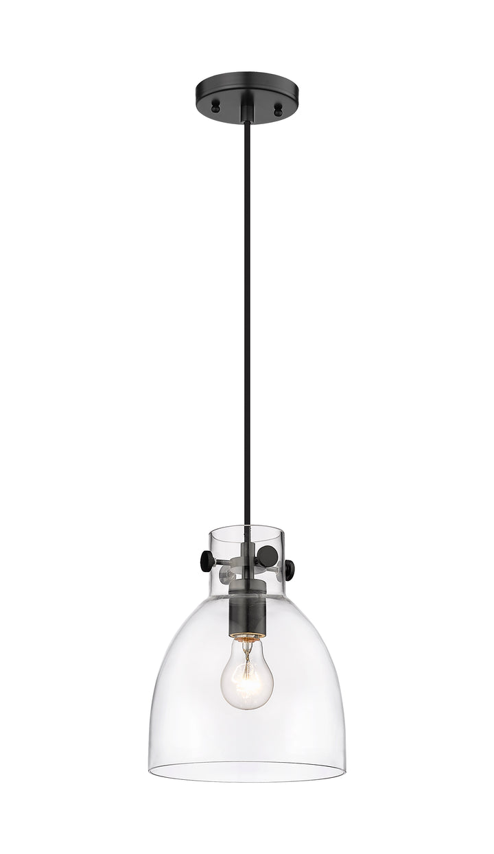 Innovations Lighting Newton Bell 8" Pendant - Matte Black Pendants Innovations Lighting Clear ; Glass Type: Clear  