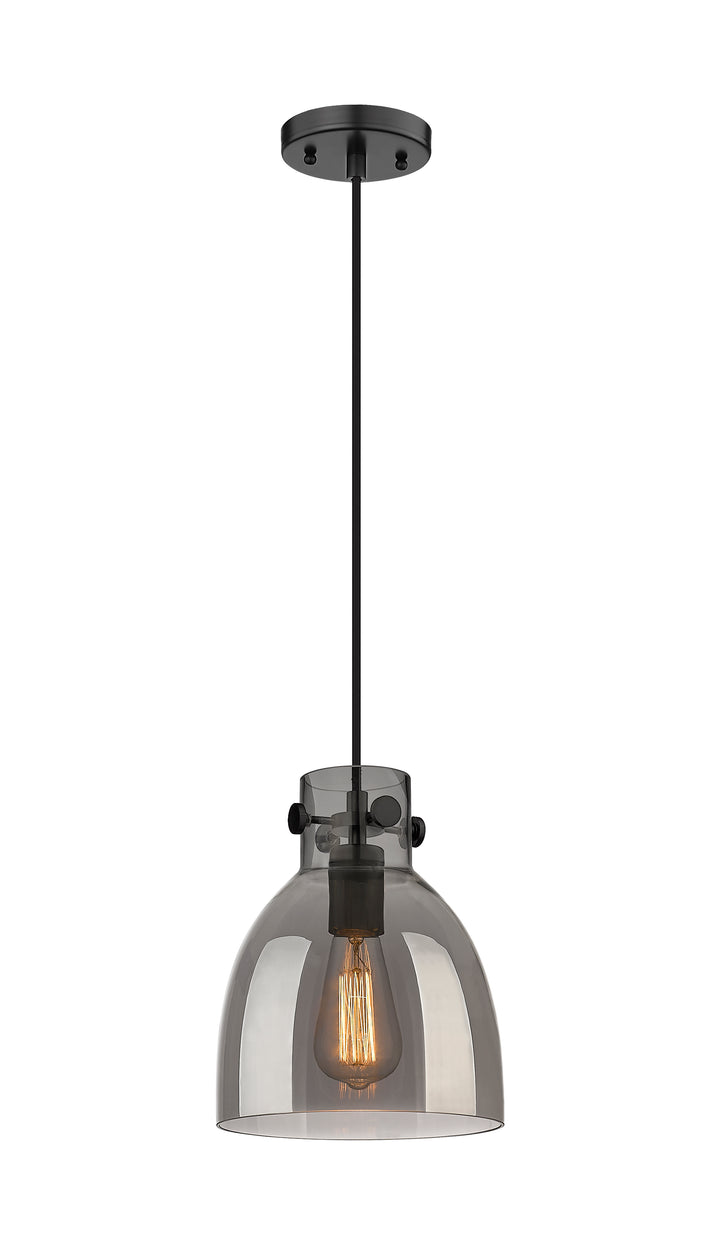 Innovations Lighting Newton Bell 8" Pendant - Matte Black Pendants Innovations Lighting Light Smoke ; Glass Type: Smoked  