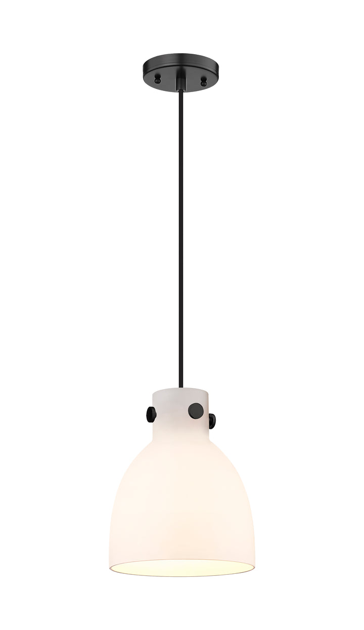 Innovations Lighting Newton Bell 8" Pendant - Matte Black Pendants Innovations Lighting White ; Glass Type: Frosted  