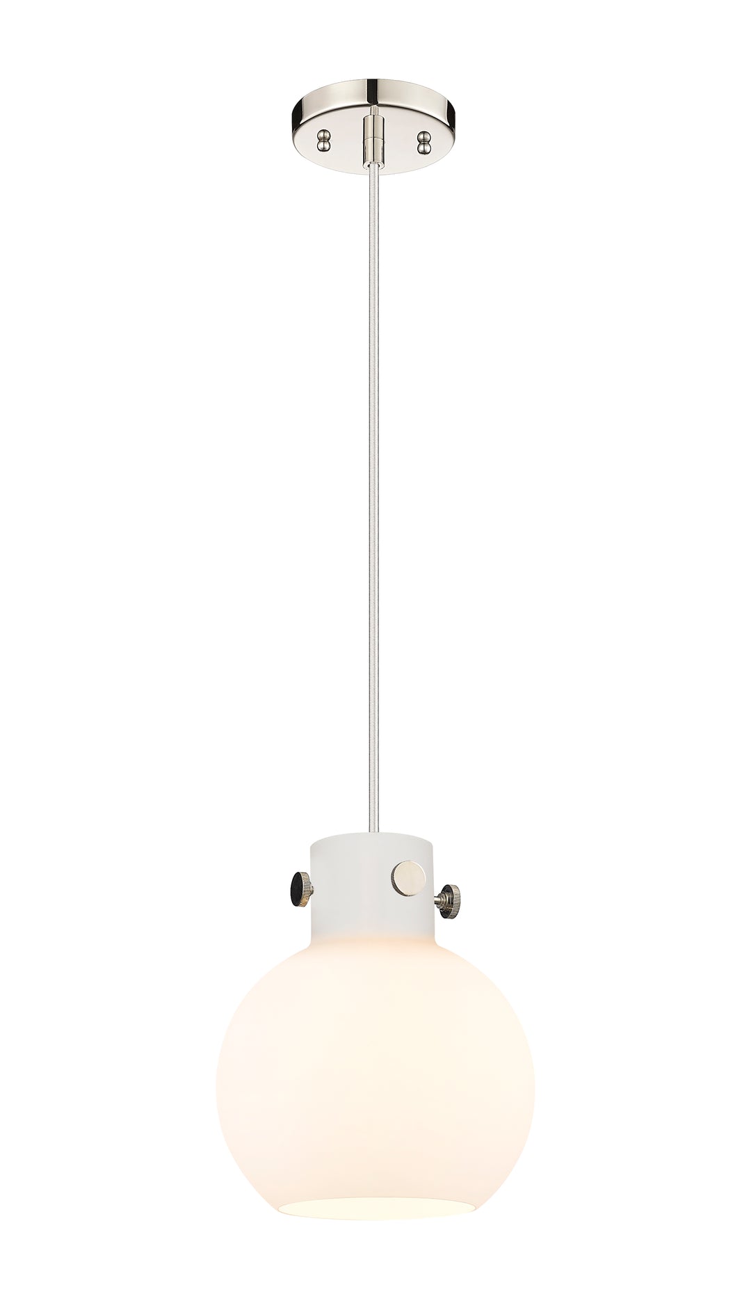 Innovations Lighting Newton Sphere 8" Mini Pendant - Polished Nickel Mini-Pendants Innovations Lighting White ; Glass Type: Frosted  