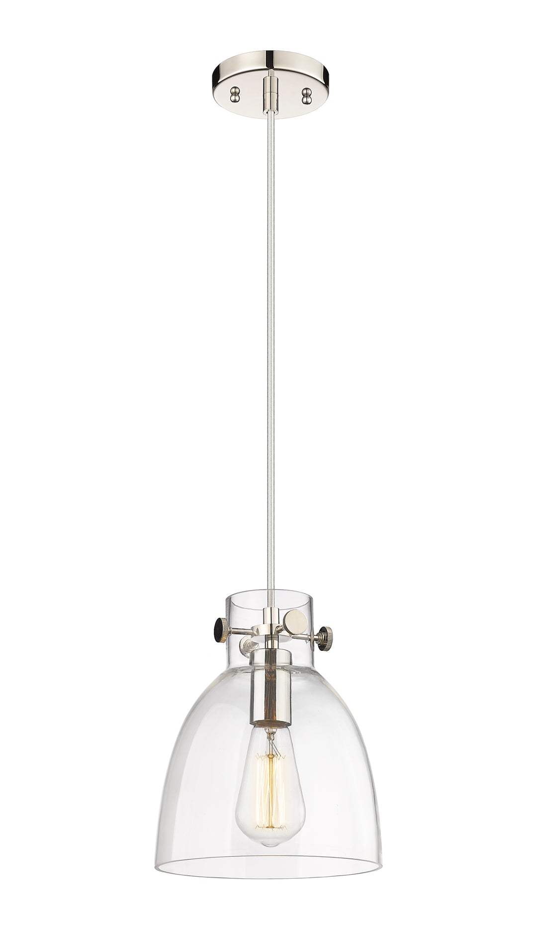 Innovations Lighting Newton Bell 8" Pendant - Polished Nickel Pendants Innovations Lighting Clear ; Glass Type: Clear  